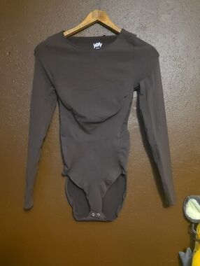 YITTY Long-Sleeve One-Piece Snatching Bodysuit in Dark Brown